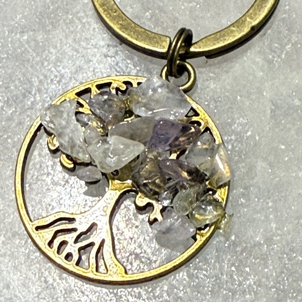 Amethyst Bronze Gold Tree of Life Handmade Keychain/Bag Tag - Picture 3 of 7